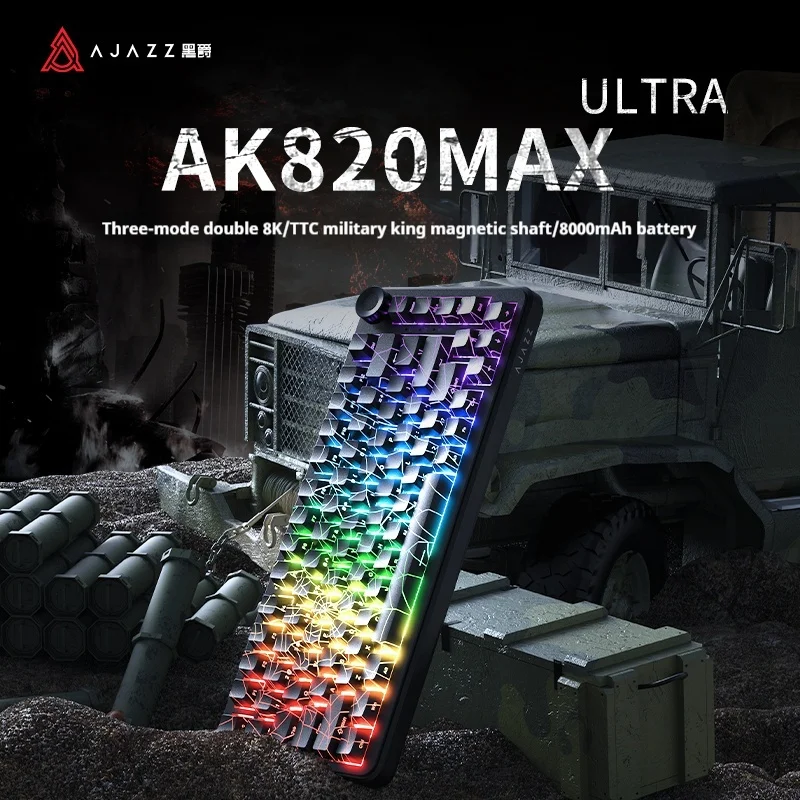 

Ajazz Ak820 Max Ultra Wireless Mechanical Keyboard Magnetic Axis Gaming Esports Three-Mode Side Engraving For Computer Office