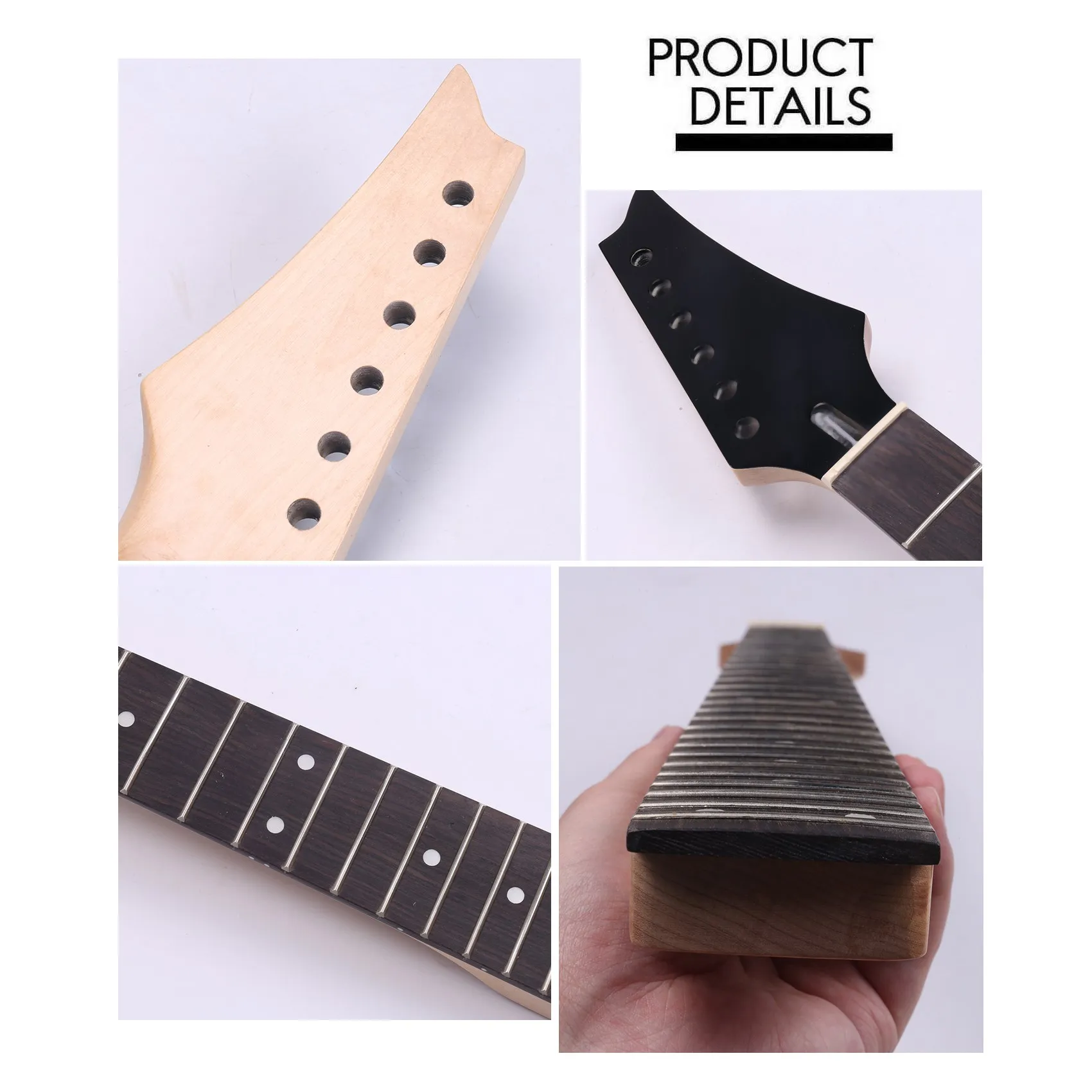 

-A96P 24 Frets New Replacement Maple Neck Rosewood Fretboard Fingerboard For Electric Guitar Black
