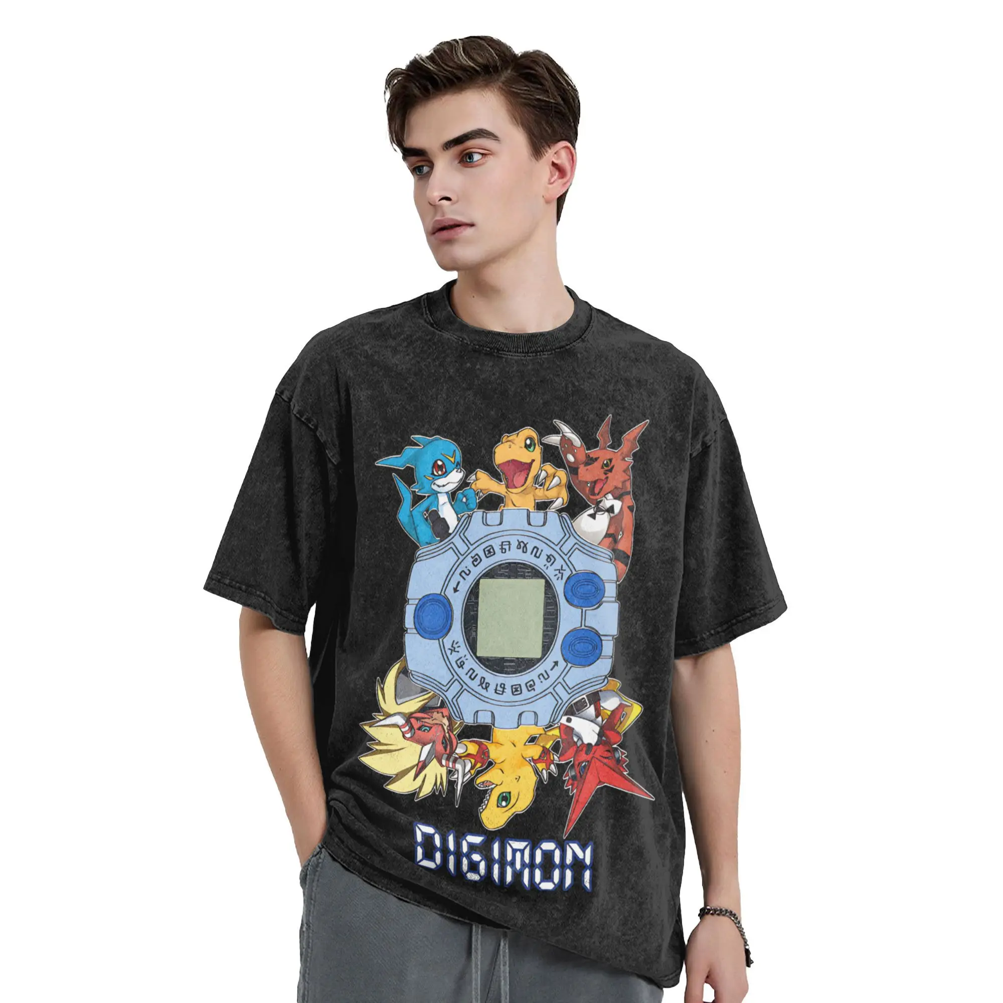 Sommer Digital Monster Digimon Washed Shirt Bekleidung Harajuku T-Shirt Männer Frauen T-Shirts