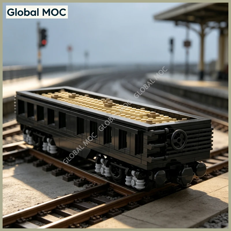 Railway Gondola Freight Car MOC Blocks Open Top Train Cargo Wagon Model, Realistic Railroad Transport Structure