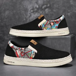 2024New Summer Canvas Shoes, Casual Board Shoes, Men's One Step Lazy Old Beijing Cloth Shoes, Trendy Work Shoes