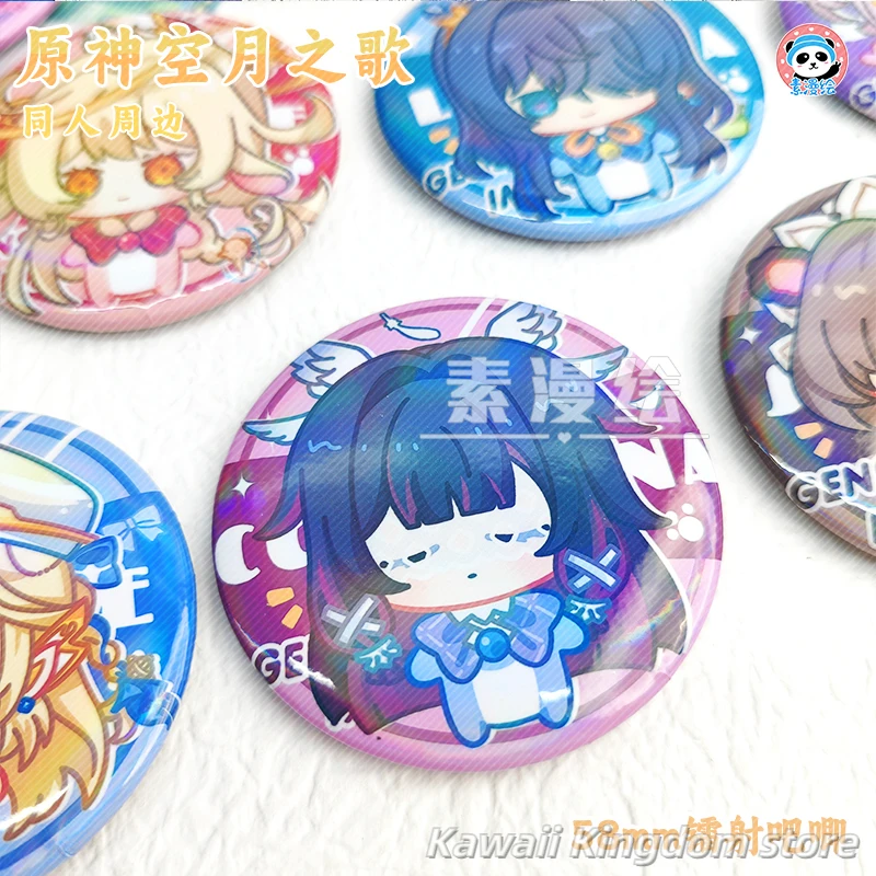 Genshin Impact Song of the Welkin Moon Fischl Durin Anime Cosplay botón Pin broche insignia mochila accesorios abridor de botellas