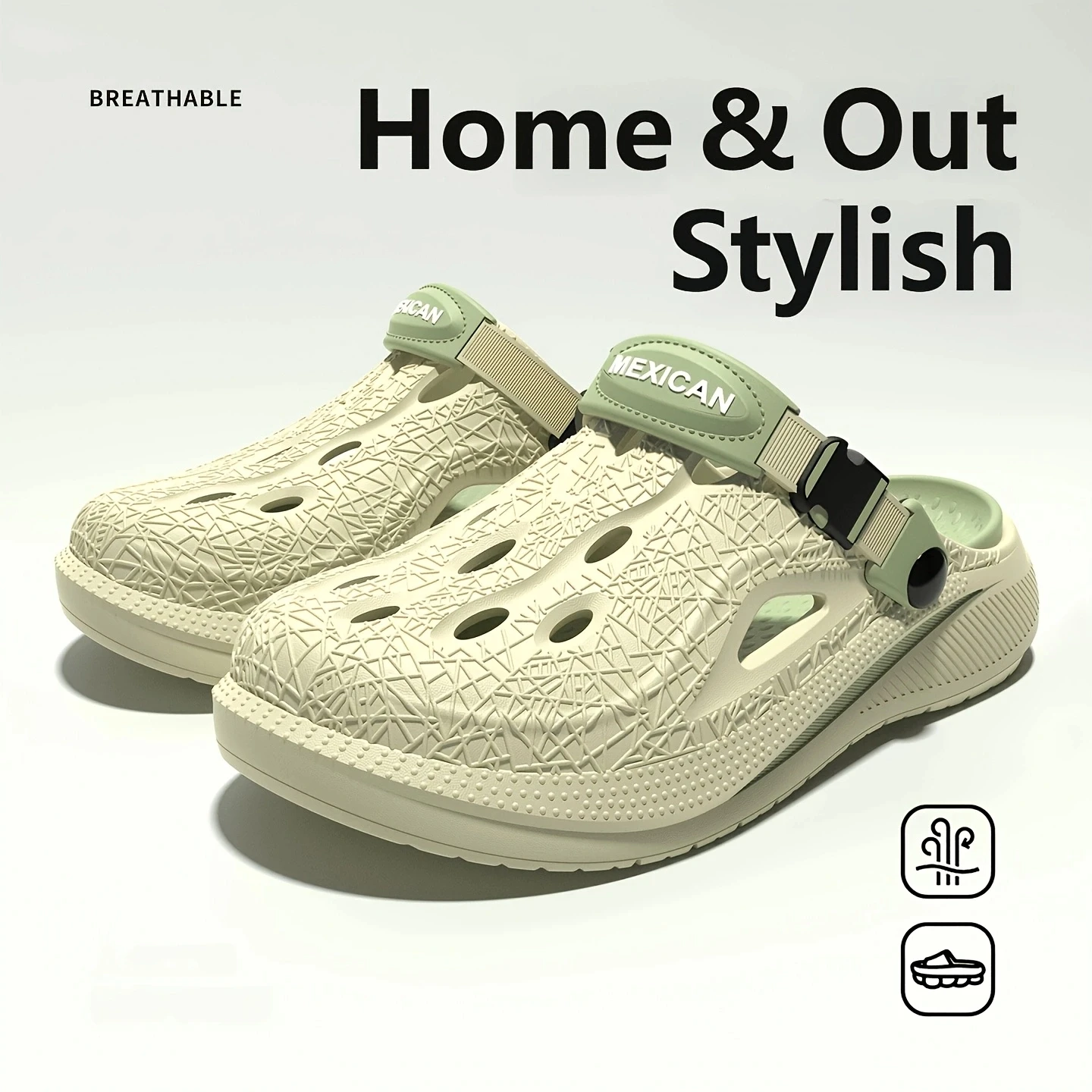 Fashion Mens Textured Style Clogs Shock Absorb Platform Sandals Non Slip Outdoor Walking Breathable Slip On Shoes view 6