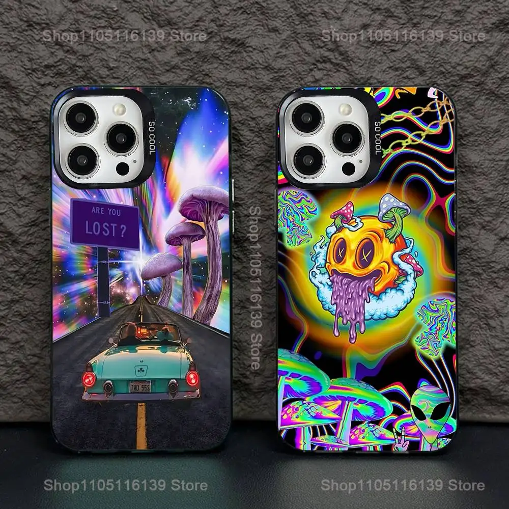 

Colourful Psychedelic Trippy Phone Case For iPhone 16,15,14,13,12,11,Pro,XS,Max,Plus,Mini,SE Black Candy Matte Shockproof Cover