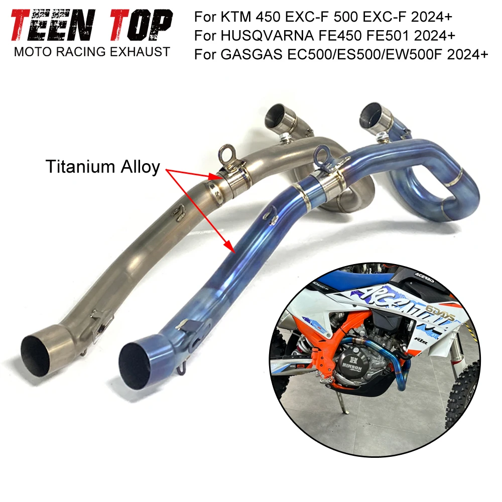 

Dirt Bike For KTM 450/500 EXC-F Exhaust Elbow Titanium Alloy Motorcycle 50.5mm Front Link Pipe For Husqvarna FE450/FE501 2024+
