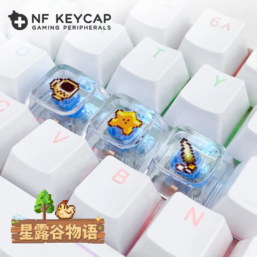NF Keycap Stardew Valley Transparent Resin Backlit Keycap Replace Esc Custom Three Dimensional Pixel Keyboard Gift For Game Fans