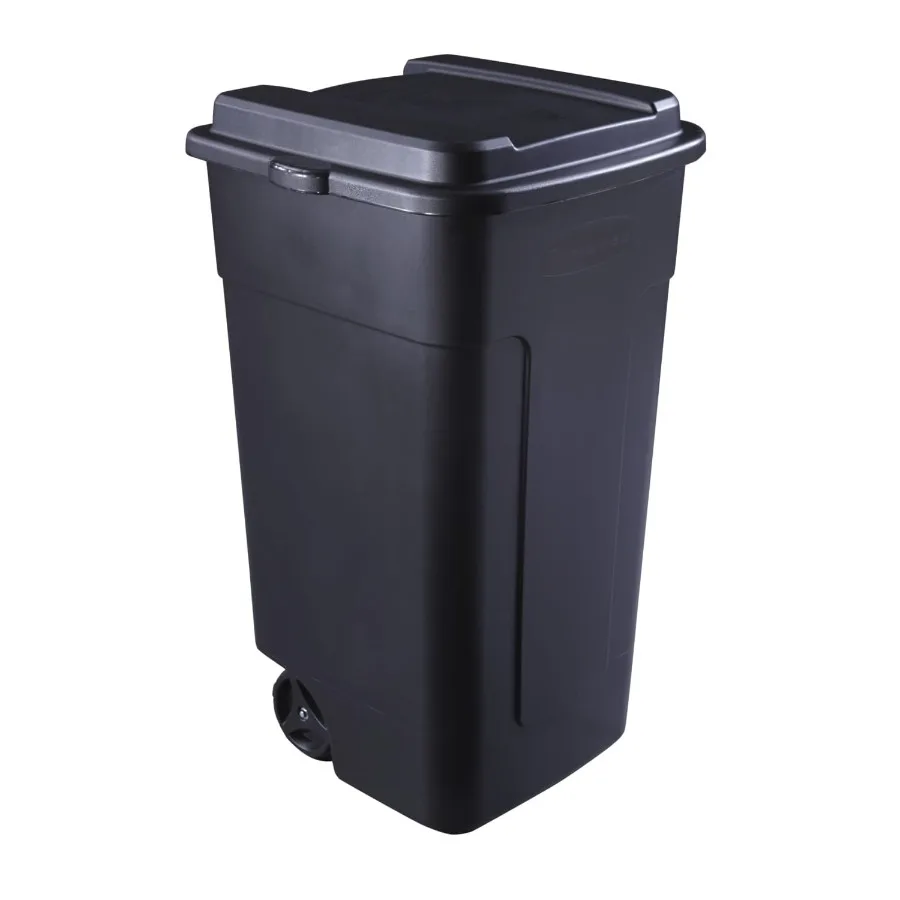 

50 gal Roughneck Wheeled Plastic Garage Trash Can Black - Durable Outdoor and Indoor Waste Storage Solution with Smooth Rolling