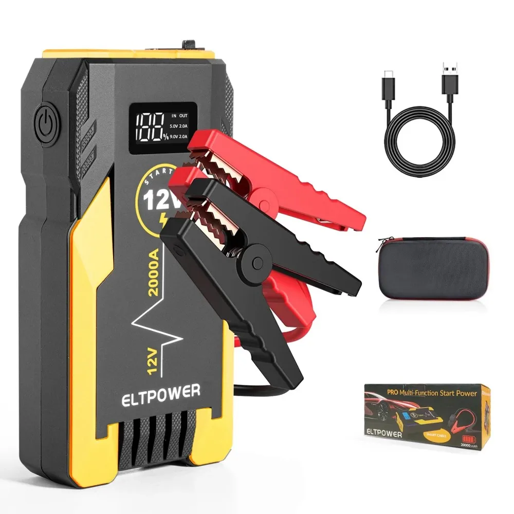 2000A Car Portable Jump Starter, Black