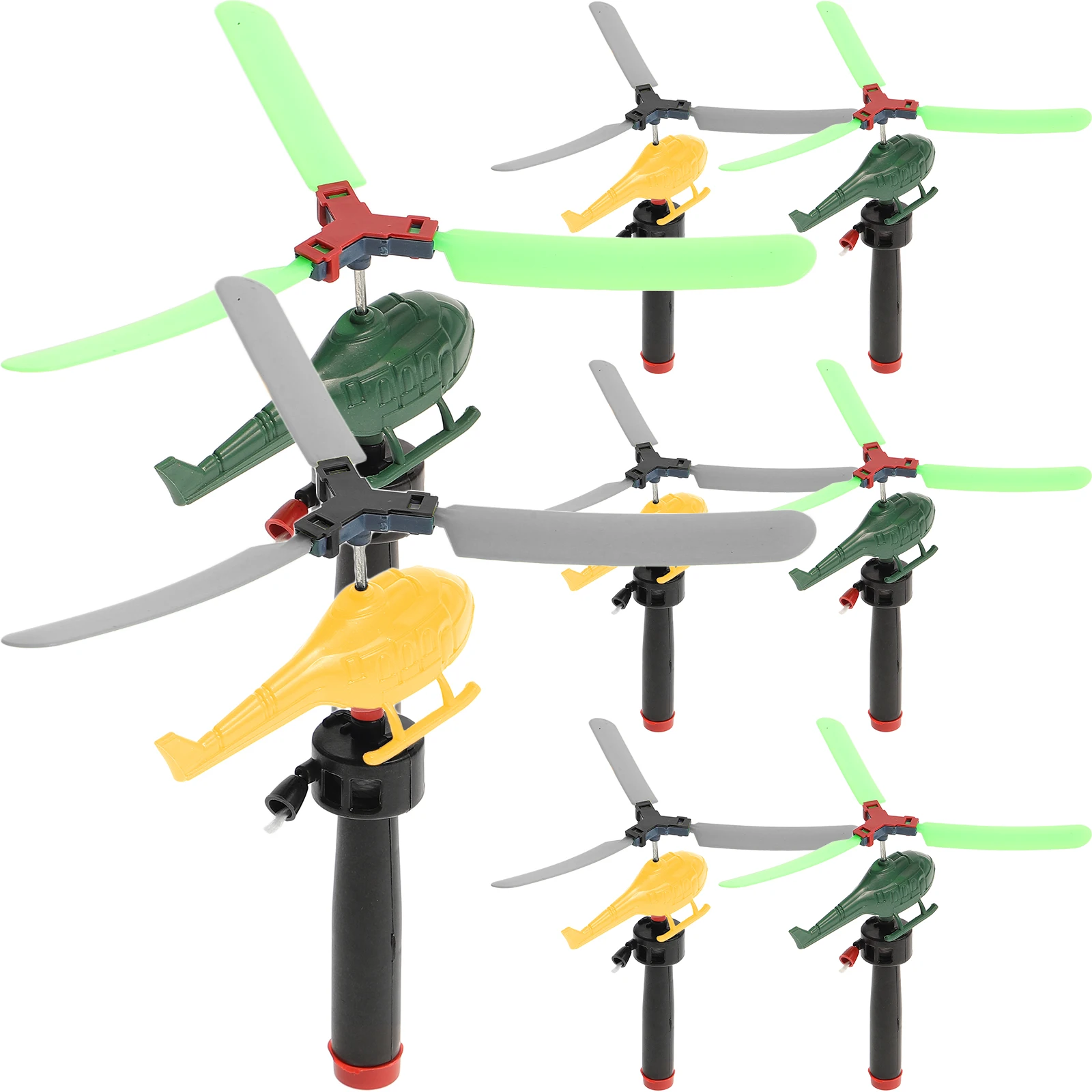 8 Pcs Pull String Flying Toys Airplane for Friendship Development Helicopter Plastic Family Fun