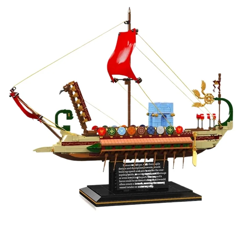 

Medieval Roman Warship Modular Building Set, Adventure Pirate Ship Building Blocks Model,Puzzle Toys Kid Adult Gift Home Decor