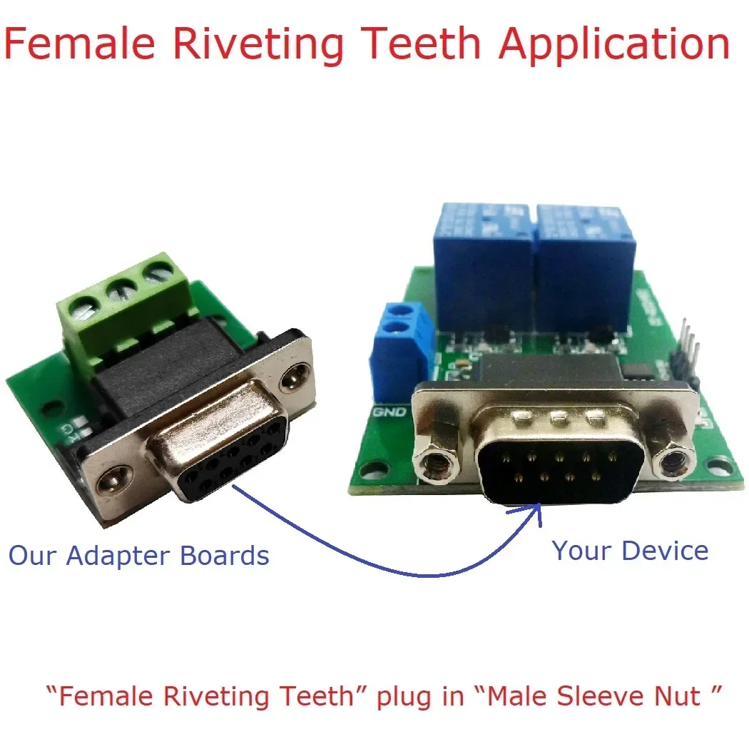 3x DB9 DR9 DE9  Female Male Adapter to 3Pin in Signals Terminal Breakout Board Riveting Teeth Sleeve Nut For Arudino MEGA PLC