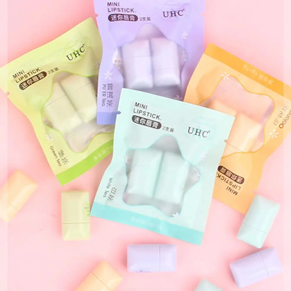 2pcs/set Mini Tea Scented Lip Balm Cute Mini Portable Hydrating Moisturizing Anti-Drying Lip Exfoliating Moisturizing Lip Balm