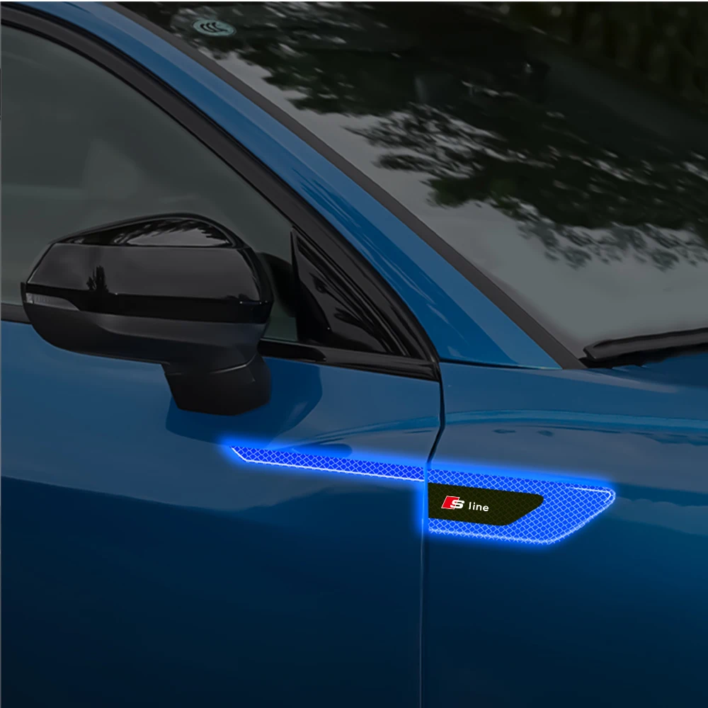 2Pcs Car Accessories Car Fender Door Warn Safety Reflective Sticker Decal For Audi Sline A3 A4 A5 A6 B6 B7 B9 8p 8v B8 C7 TT B5 view 6