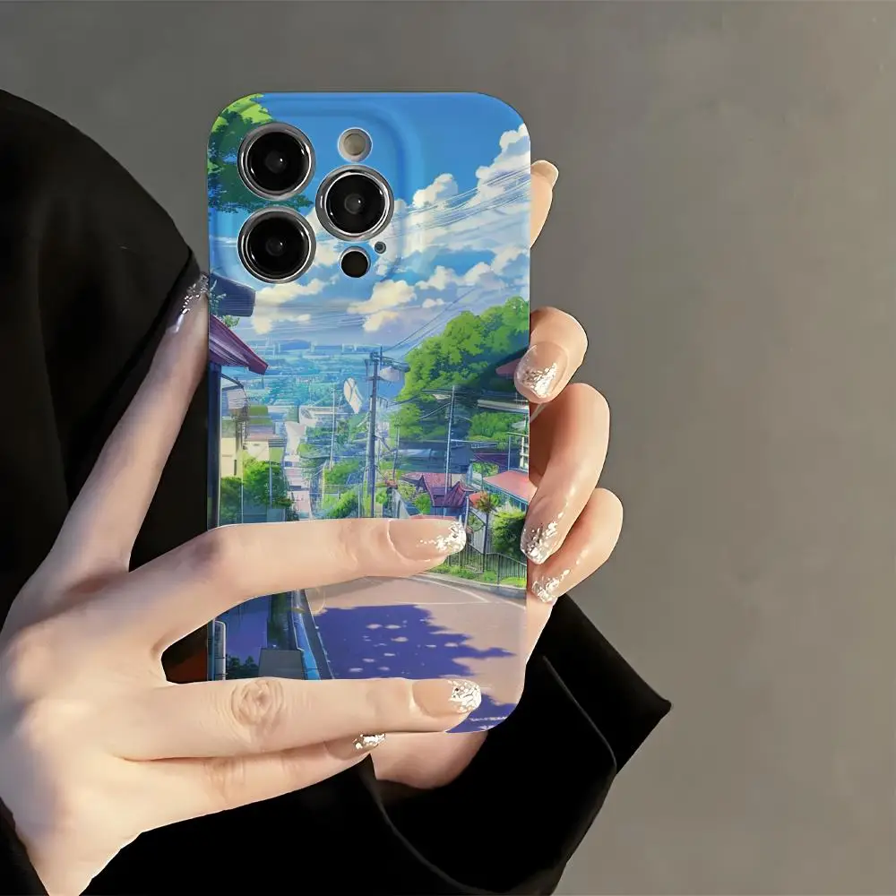 

Anime S-Summer Sky Phone Case Film Korean INS For IPhone 16 15 14 13 12 11 Pro Max Plus Luxury Cover