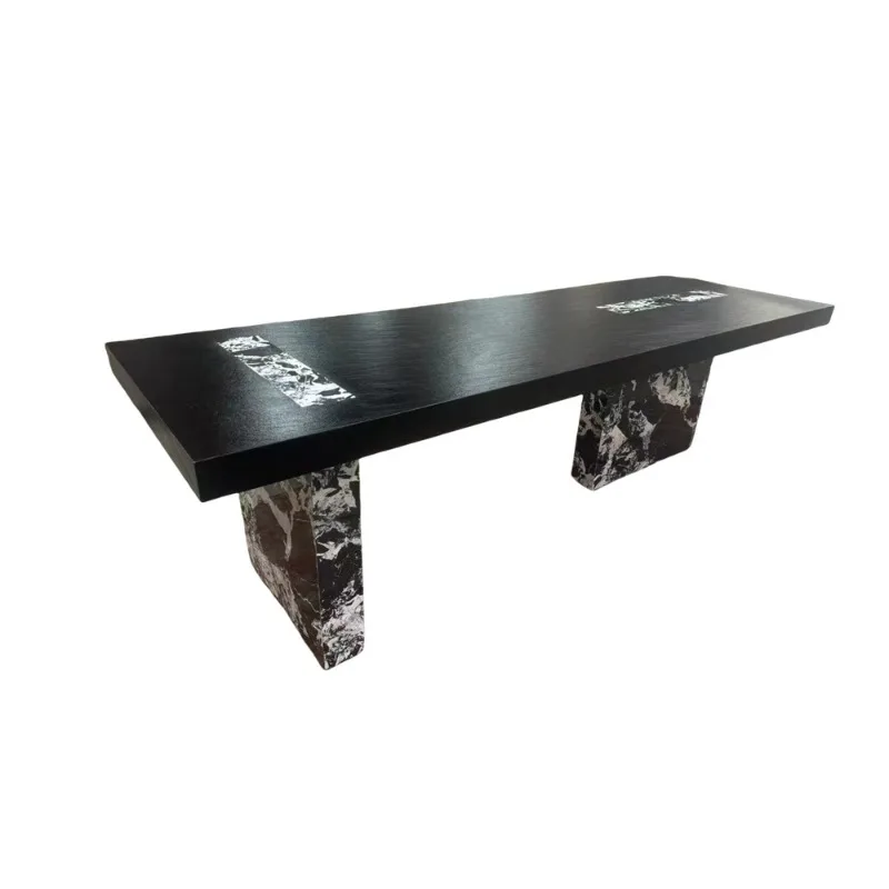 

Modern rock slab villa dining table tea table ash wood solid wood dining table