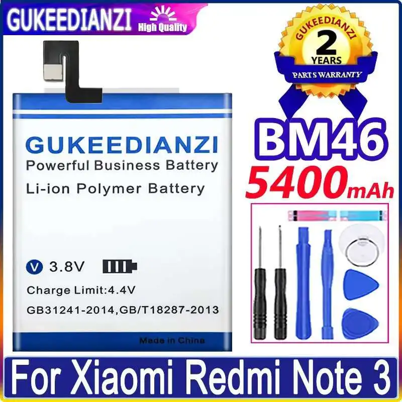BM46 buen rendimiento de baja temperatura 5400Mah para Xiaomi Redmi Note 3 Note3 reemplazo Premium de batería de teléfono móvil