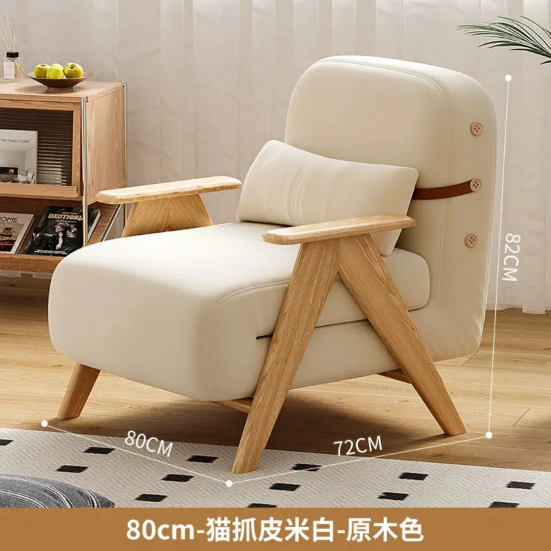 Sofá-cama preguiçoso de madeira maciça dobrável de dupla finalidade multifuncional pequeno apartamento doméstico novo sofá reclinável e de dormir