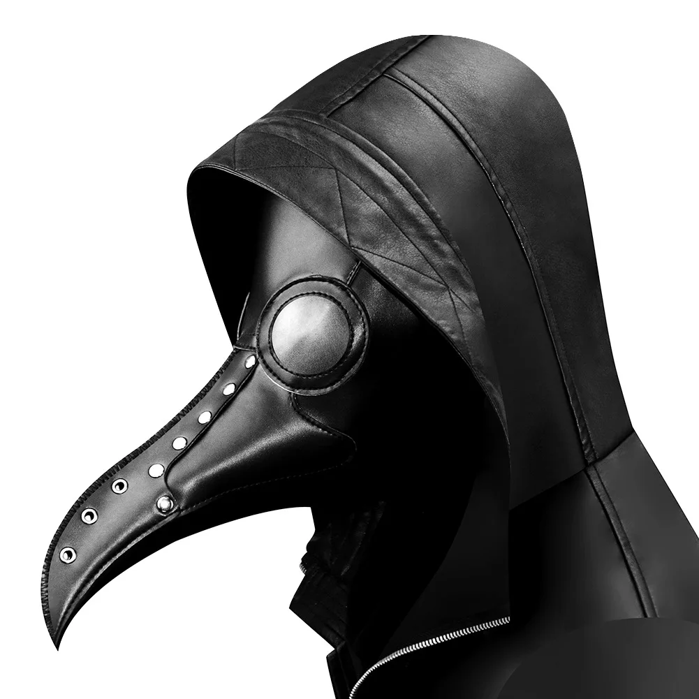 Steampunk Plague Beak Mask Victorian Gothic Halloween Masquerade Party Prop PU Leather Raven Headwear for Teen Adult Cosplay