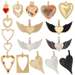 Classics Love Heart Zircon Focal Charm Pendant,Creative Angel Wings 18K Real Gold Plated Jewelry Findings Accessories Supply L27