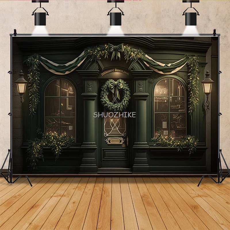 

SHUOZHIKE Christmas Day Indoor Photography Backdrops Living Room Restaurant Exterior Wall Photo Studio Background Props QS-50