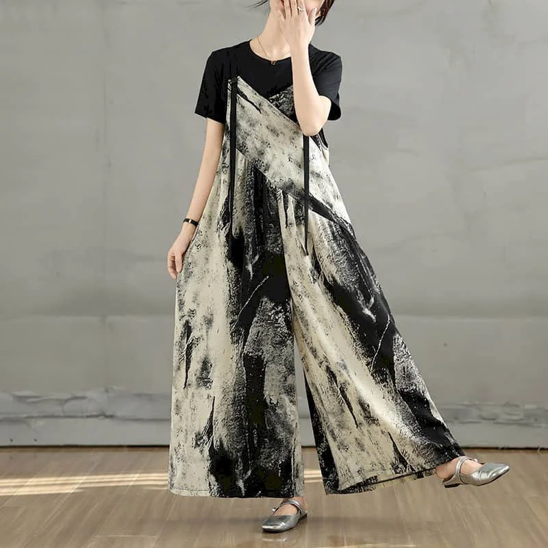 

Versatile Jumpsuits Loose 2026 Summer Thin Playsuits Casual Flowing Fabric Elegant Wide Leg Pants One Piece Outfit Women Clothes