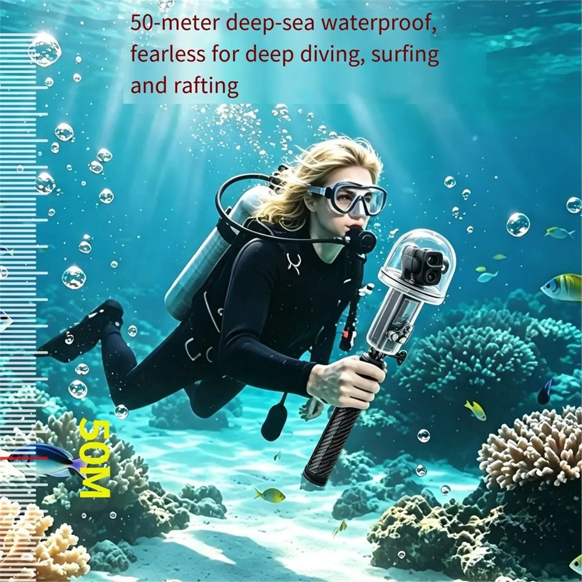 For Pocket 4P Underwater Waterproof Housing +Buoyancy Rod 50m Diving Cover for Pocket 4P Diving Case