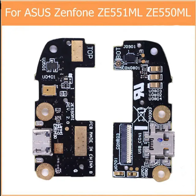 Placa de conector pcb para microfone asus zenfone, peça de substituição genuína de carregamento usb para asus zenfone 2 ze551ml z550ml 5.5 "carregador usb