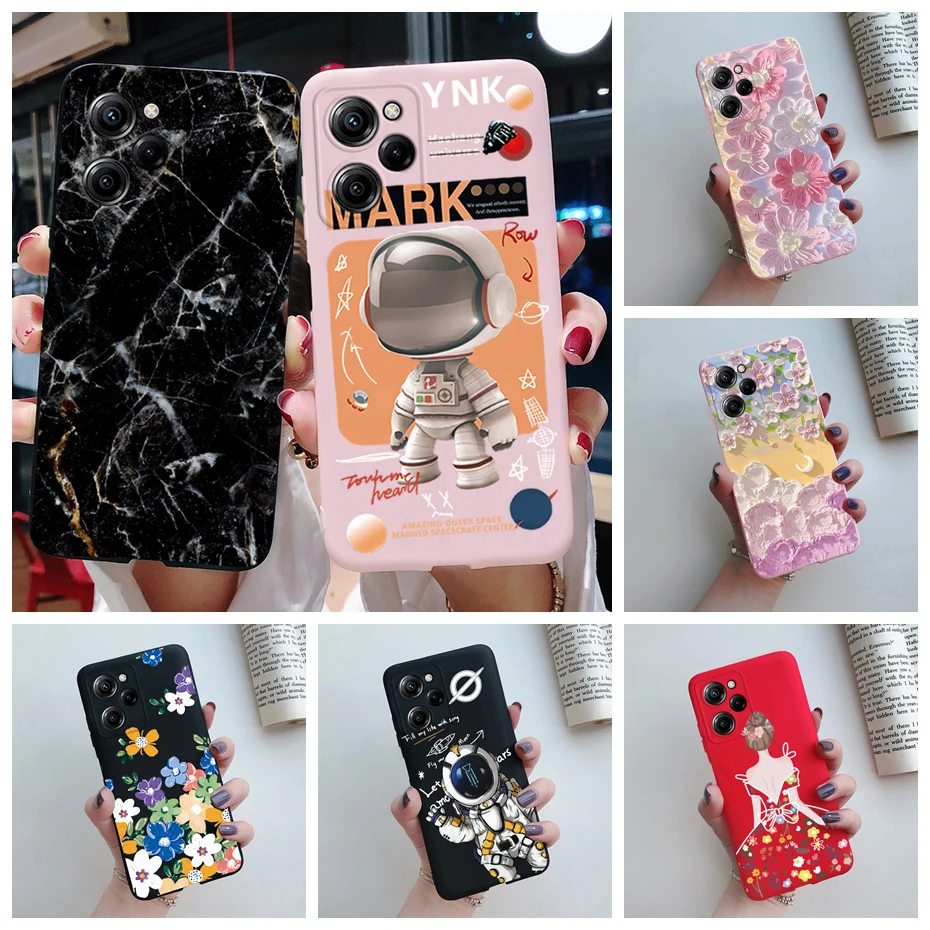 For Poco X5 Pro Case For Xiaomi Poco X5 PocoX5 X 5 Pro 5G Cute Astronaut Marble Phone Case Back Cover Shockproof Soft TPU Funda