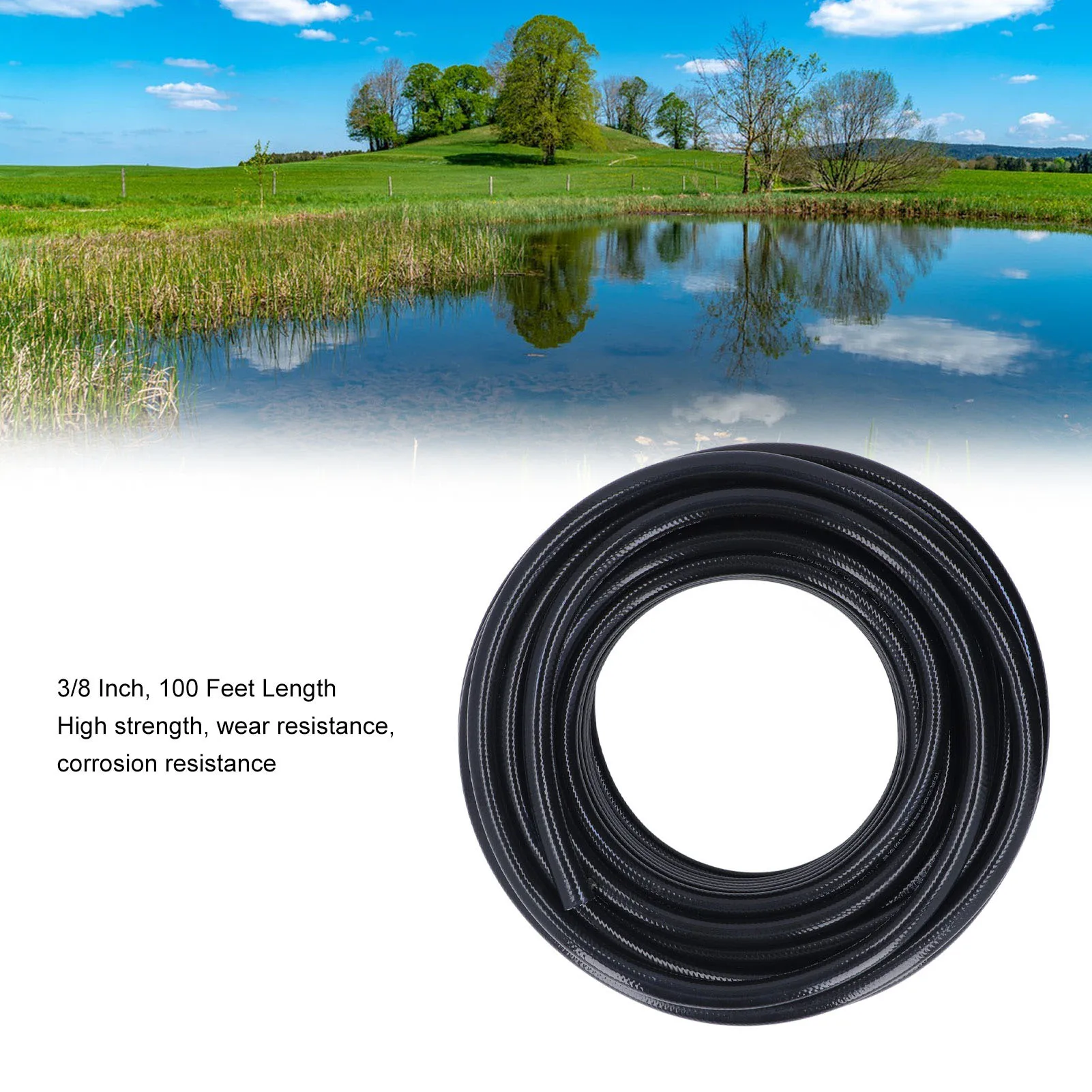 Aeration Hose 100 Feet 3/8 Inch Pond Aerator Hose Kit Water Lake Aeration Hose with Barb Fitting and Clamps Air Pump Tubing