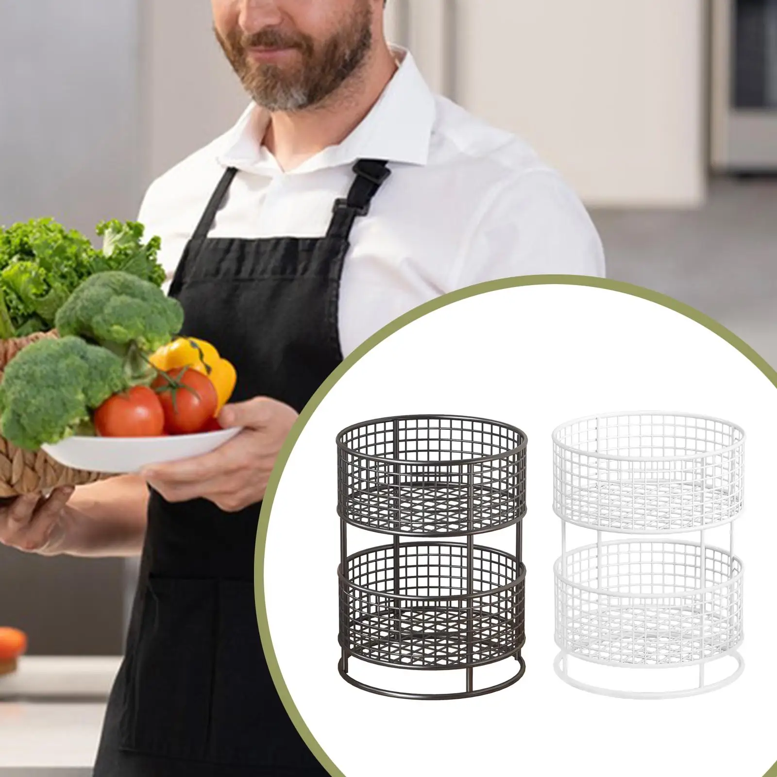 

Metal Wire Storage Basket Iron Farmhouse Multifunctional Decor Storage Bin Countertop Organizer Kitchen Fruit Basket for Cabinet