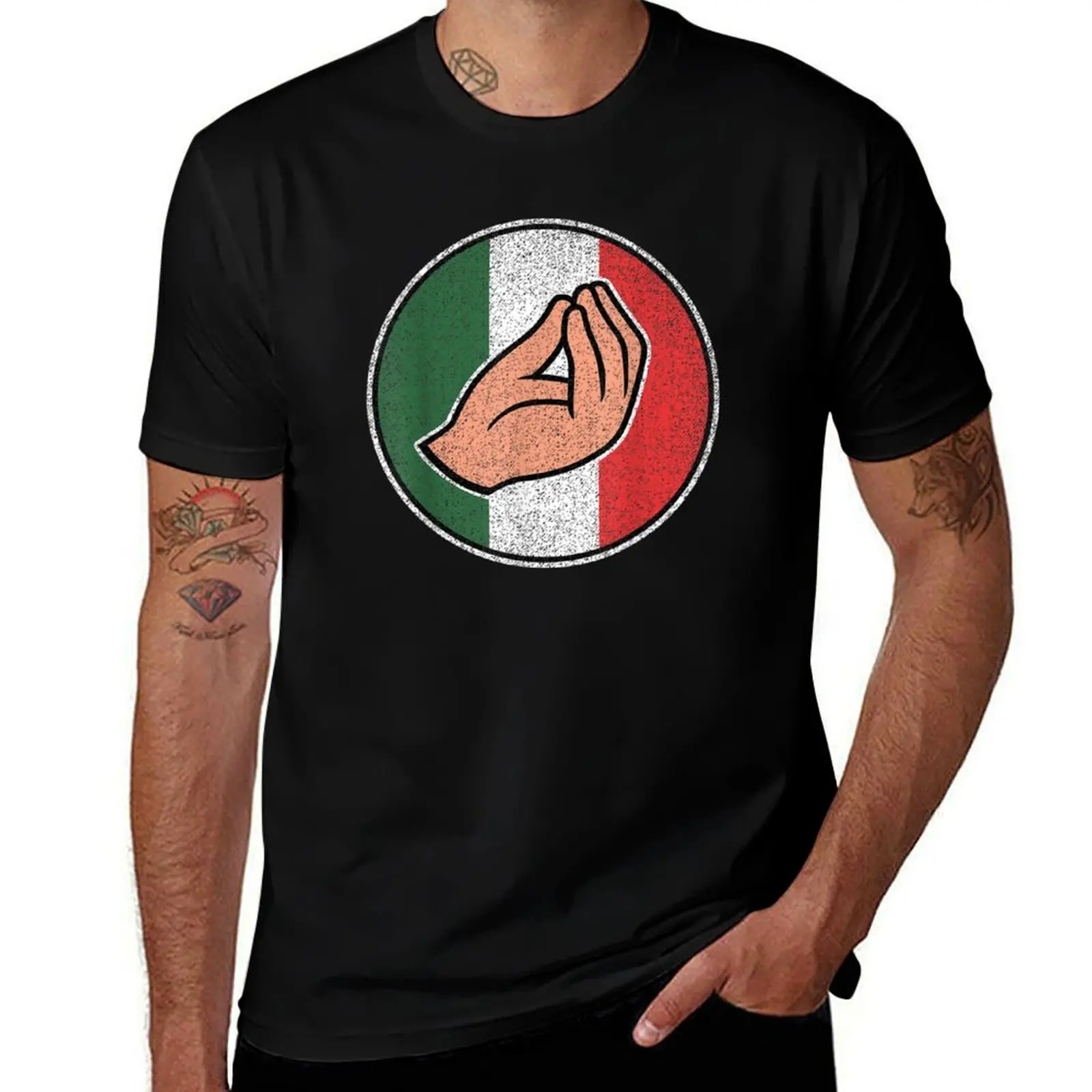 

Italian Hand Gesture with Italian Flag T-Shirt cotton t shirt pack T-Shirt