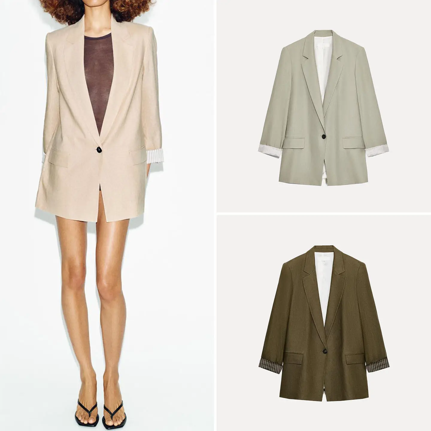 Women's Summer 2026 New One-Button Long Sleeve Turn-Up Cuff Suit Jacket Professional Office Wear Classic Collar Single-Breasted