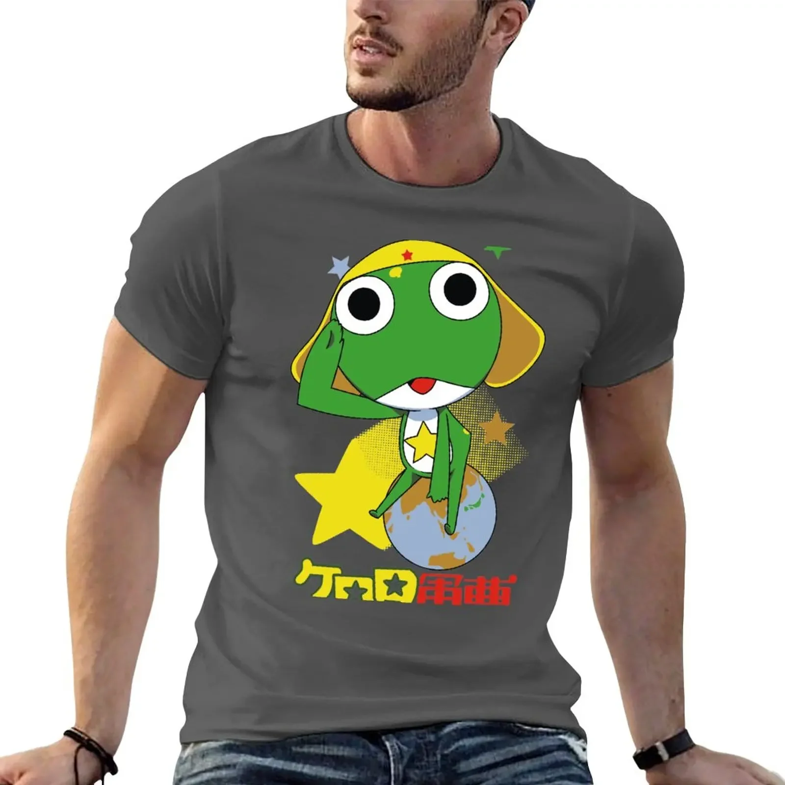 Sgt. Keroro T-Shirt boys man clothes black tees oversized men anime clothes new in tops & tees heavyweight Male Cartoon vintage