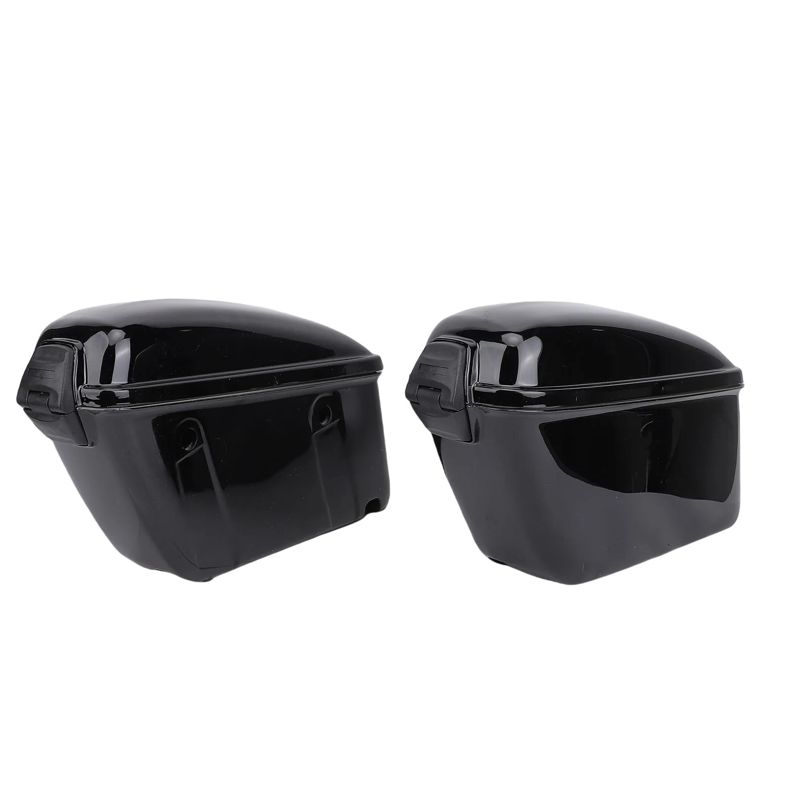 1Pair of Universal 22L Motorcycle Hard Saddle Bags with Lock Rugged ABS Motorcycle Trunk Side Storage Carrier Glossy Black