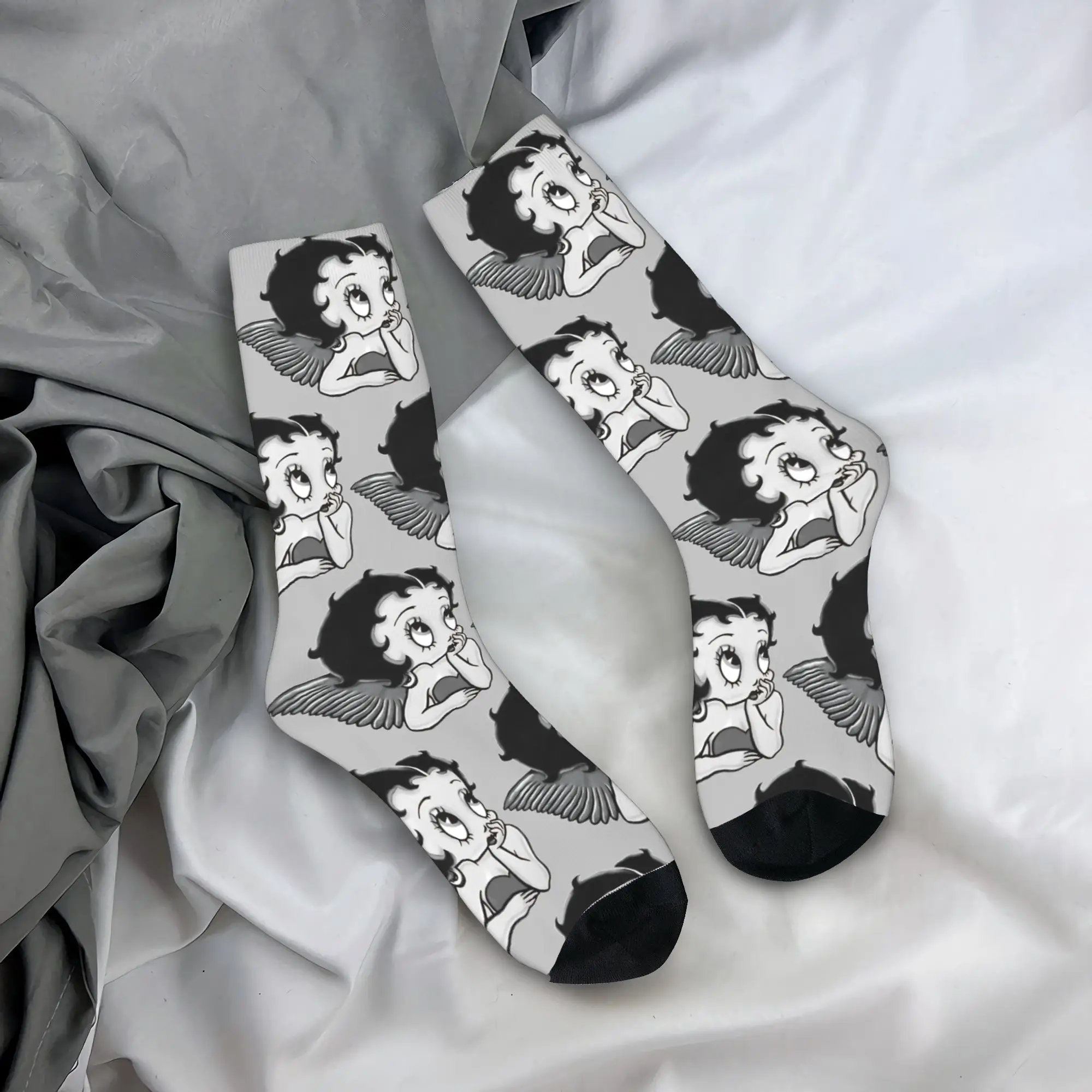 B-Bettys Boops Socks Spring  Stockings Kawaii Men's Medium Soft Socks Graphic Running Sports Non-Slip Socks