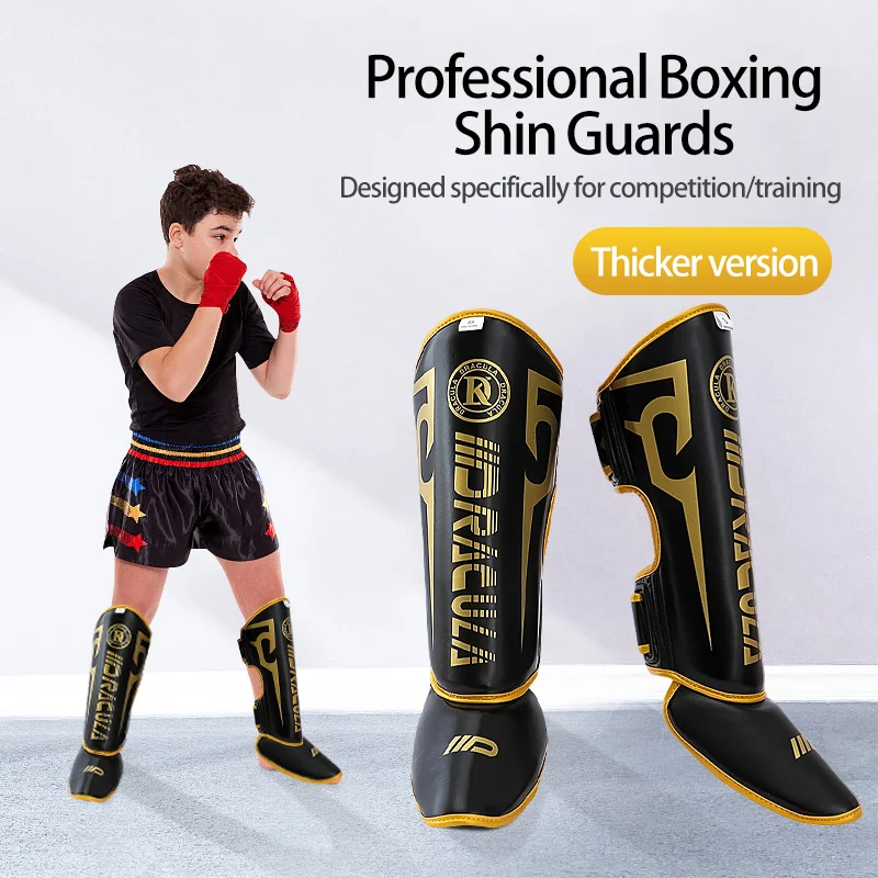 Kickboxing Shin Guards, Sanda Shin Pads, Muay Thai Shin Guards, Adult and Kids Foot and Shin Protective Gear for Boxing Training