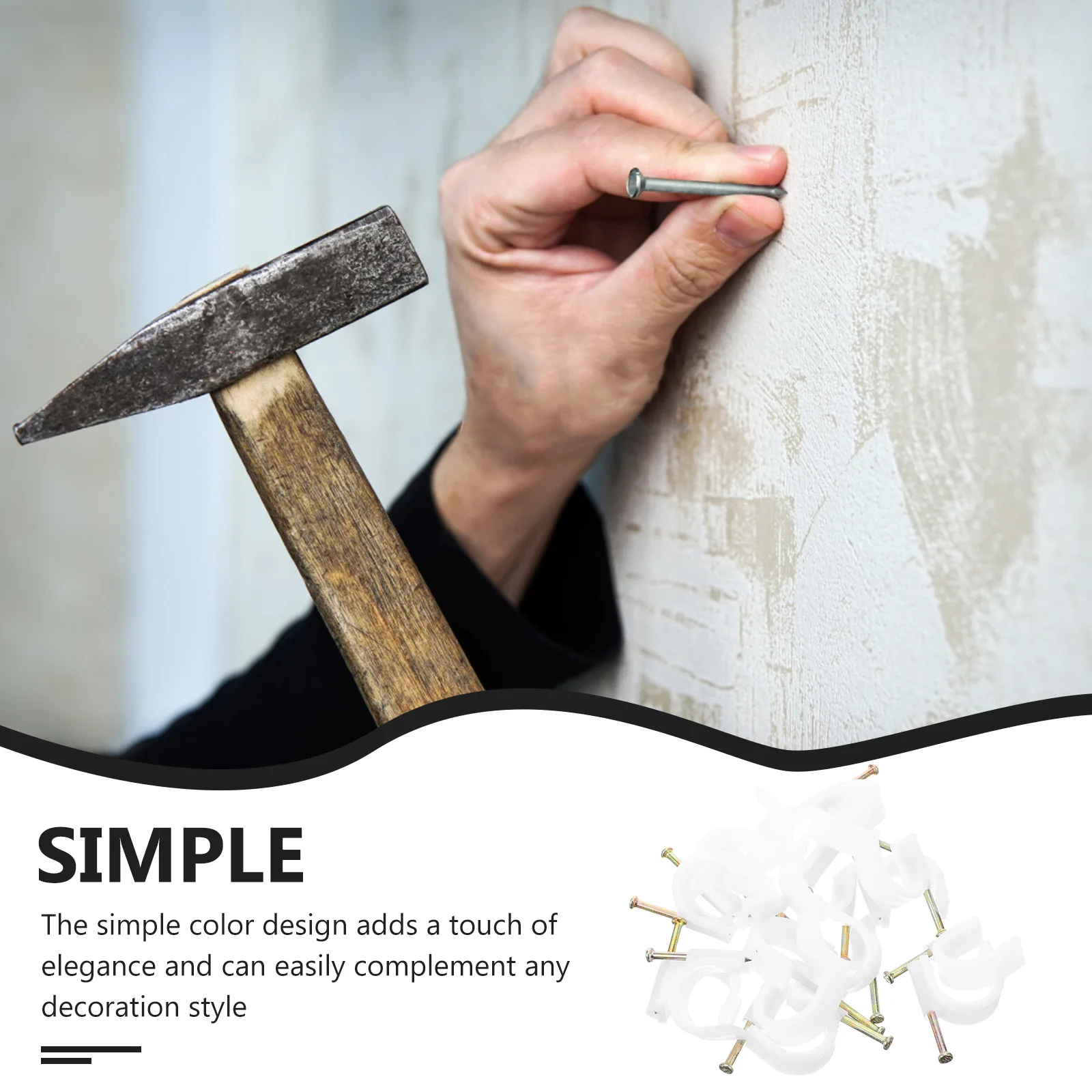 

50Pcs Pe Cable Staples for Ethernet Coaxial Speaker Wire Secure Fixing Tool with Steel Nail Quick Release Clamp