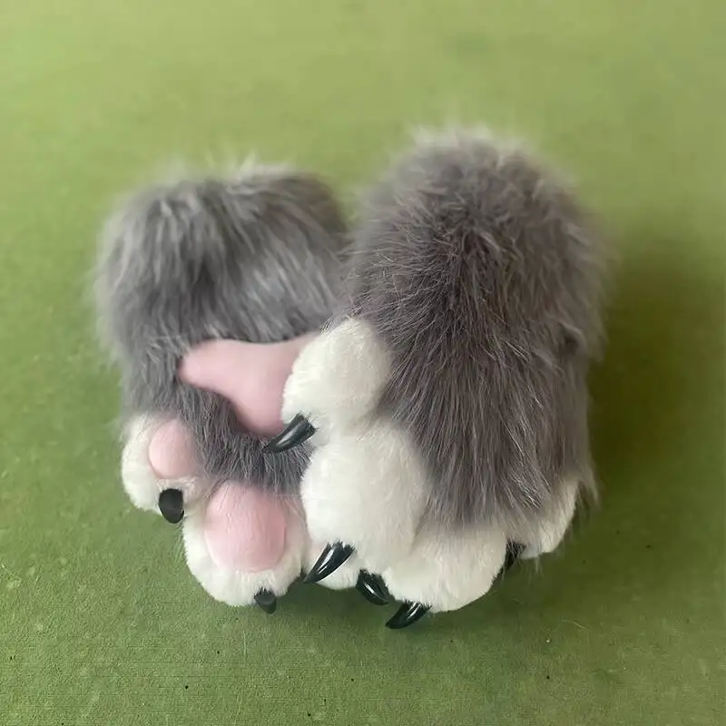 Nieuwe Fursuit Kigurumi Harige Dierenpoten Handschoenen Nagels Kig Cosplay Kostuum Wearable Harige Dieren Kleurrijke Klauwen Cos Rekwisieten Halloween