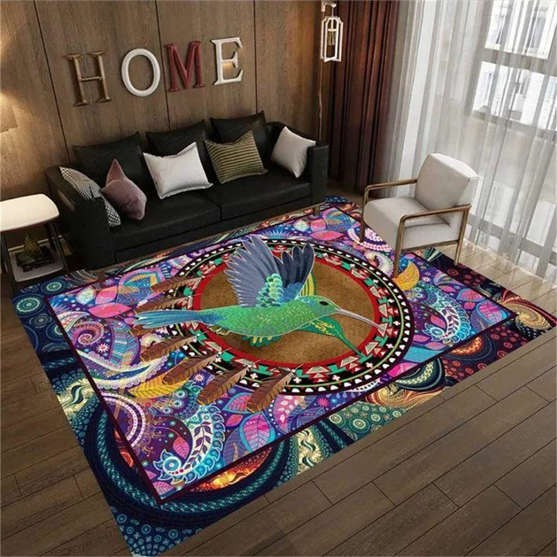 Colorful Hummingbird Rug 3D All Over Printed Carpet Mat for Living Room Doormat Flannel Print Bedroom Non-slip Floor Rug 01