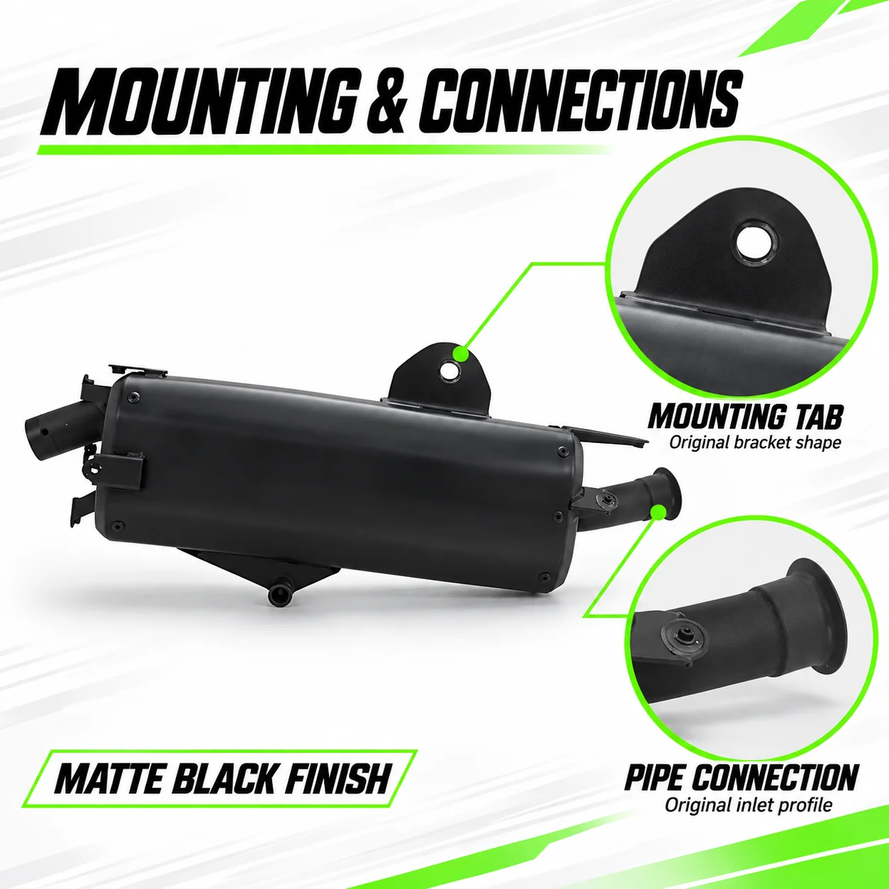 ZONTES 368D/M Motorcycle Exhaust Tail Section Straight Through Modify Original Look No Cut Installation