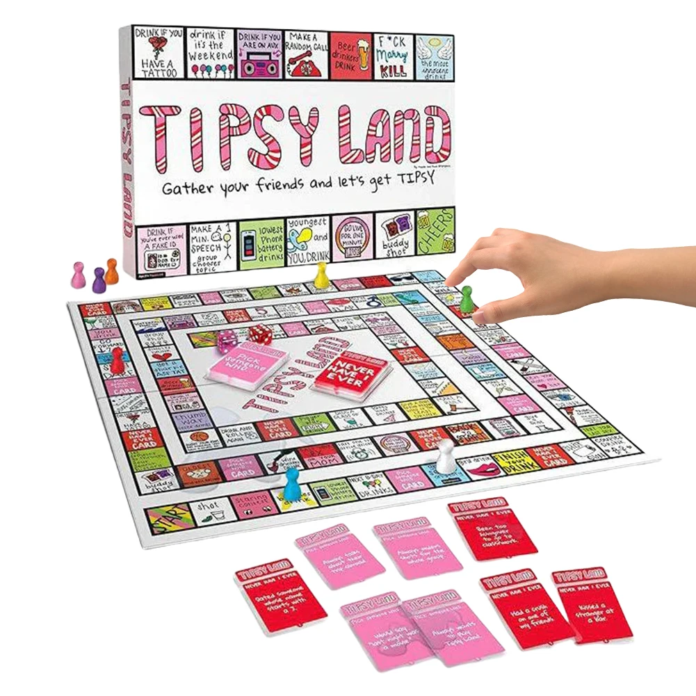 Tipsy Land Drinkspellen Interactieve bordspellen Nachtdrinkspellen voor meisjes Vrijgezellenfeestspellen voor volwassenen Spellen