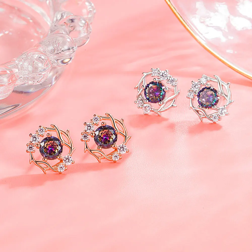 

Серьги-гвоздики из стерлингового серебра 925 пробы, модные и изысканные серьги-гвоздики All The Way To Deer with You, снежинка, циркон, подарок на день рождения