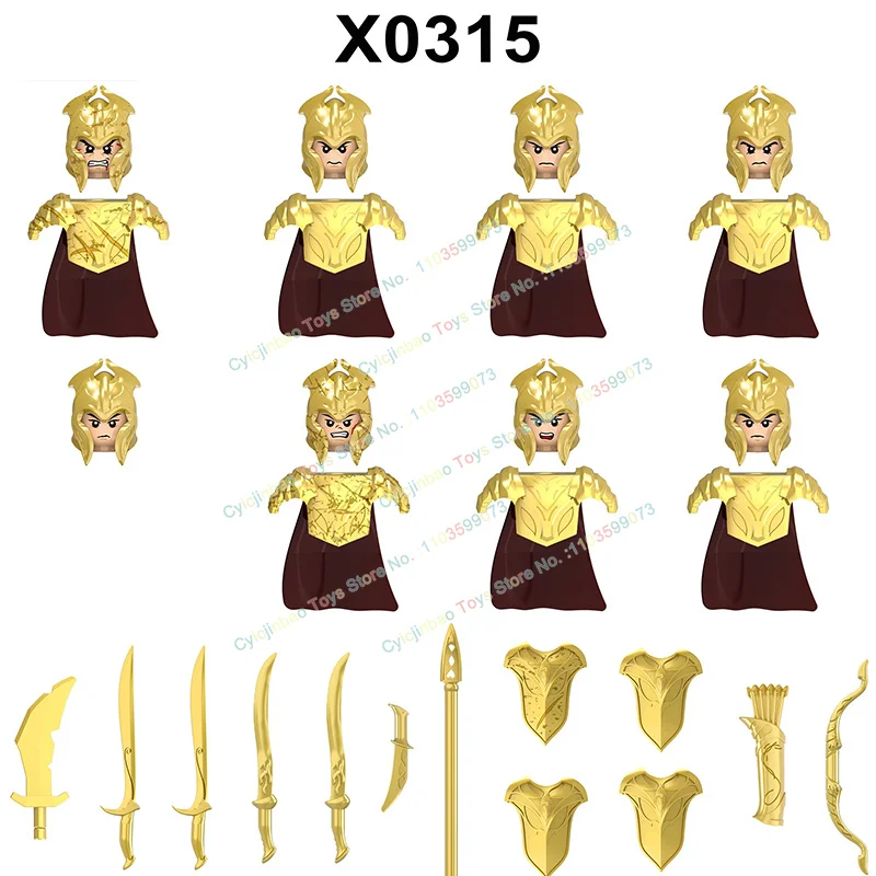 Medieval Military Cavalry Figures War Elven Guard Building Blocks Parts Knight Weapons Accessories Toys for kids X0315