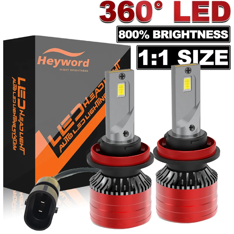 

Heyword 2Pcs Car Headlight H4 H7 LED H11 9005 9006 H1 Auto Bulbs 160W 24000LM Light Lamp 6000K 12V Led Headlight Bulbs