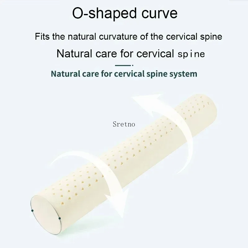 SRETNO Natural Latex Cylindrical Pillows Neck Cervical Spine Support Protect Sleeping Relax 60x8/10/12cm Lumbar Waist Bolster