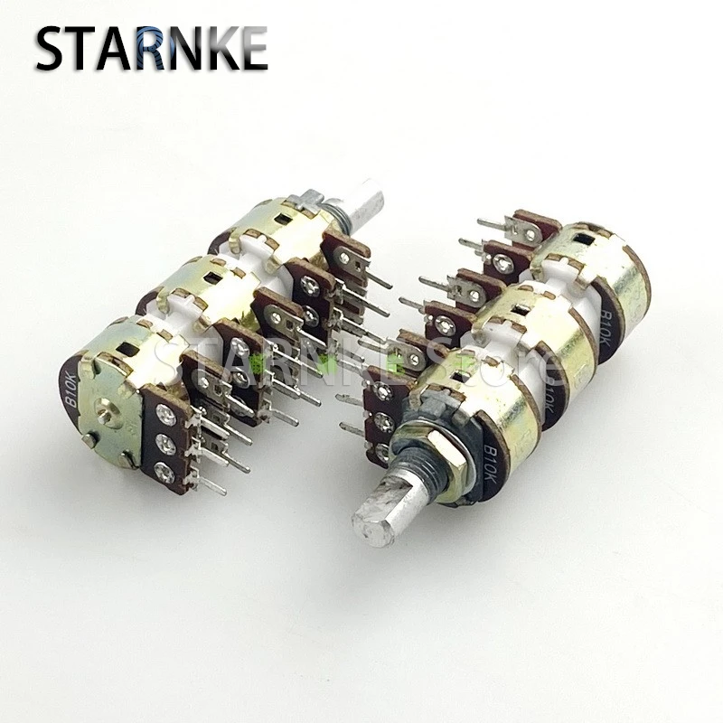 2PCS 16-type 6-link B10K Fever Amplifier Audio multi-channel High And Low Gain Volume potentiometer, Handle Length 15MM