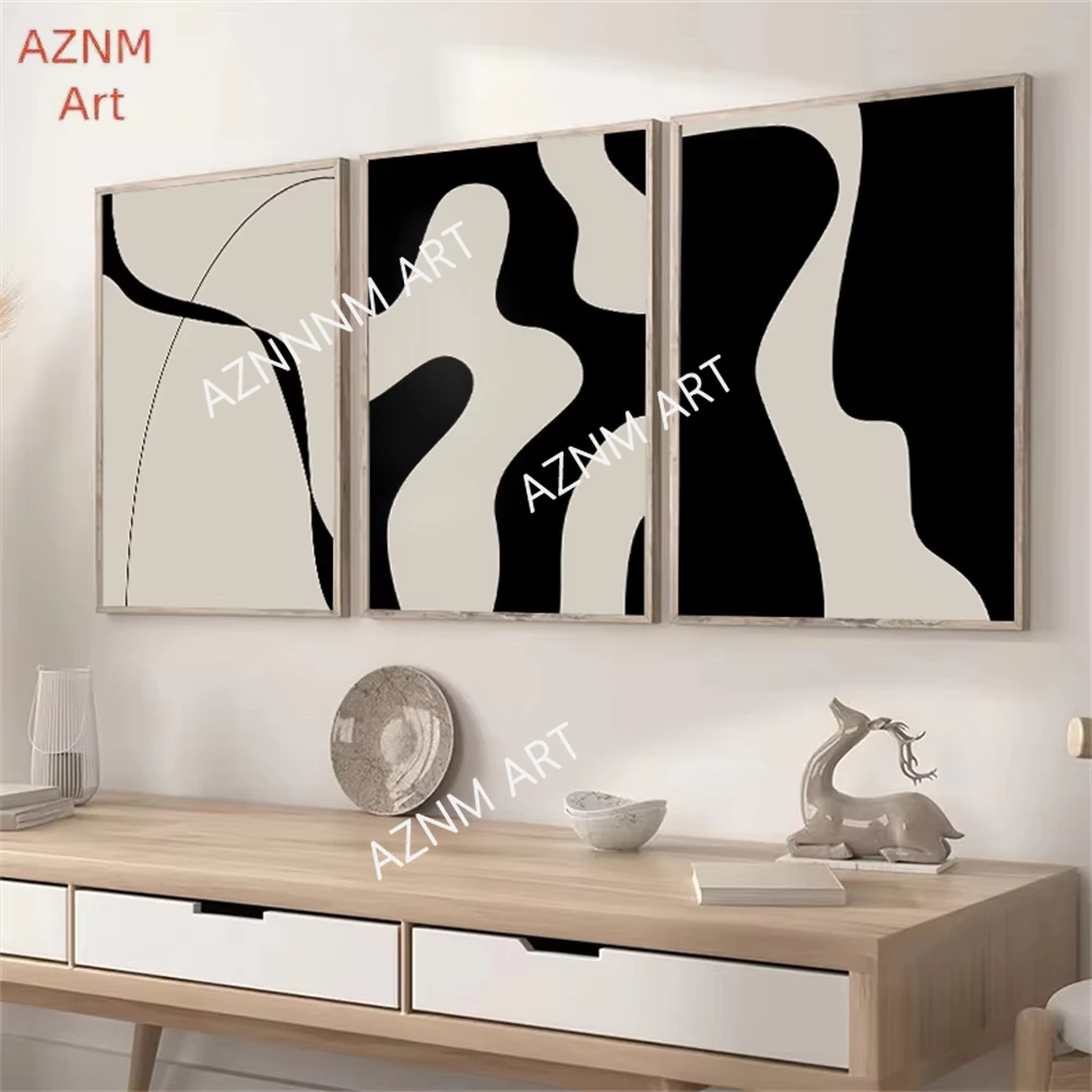 1PC/3PC Minimalistischen Ästhetischen Schwarz Und Weiß Leinwand Druck Nordic Poster Abstrakte Gemälde Für Wohnzimmer Wand Kunst zimmer Dekor