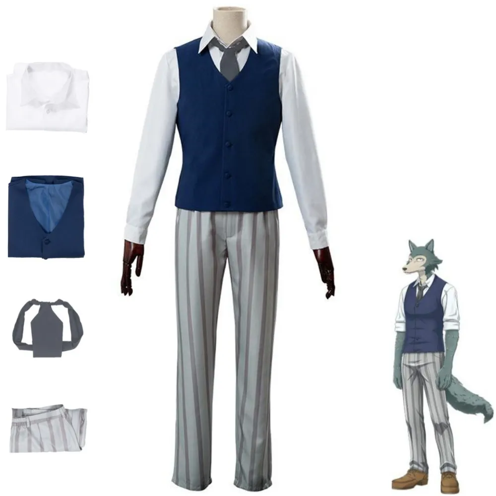 

Anime Beastars Legoshi Cosplay Costume Japanese School Uniform Coverall Stripe Pants Aldult Man Carnival Halloween Party Suit