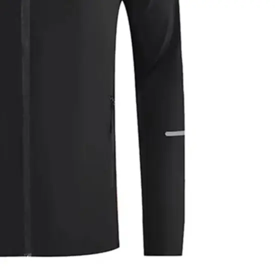 Lightweight Hooded Running Jacket for Men with Full Front Zipper Long Sleeve Polyester Outdoor Coat Spring Autumn Use