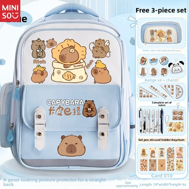Zaino scolastico Miniso Capybara, grande zaino per animali carini, borsa ergonomica per bambini per ragazzi e ragazze